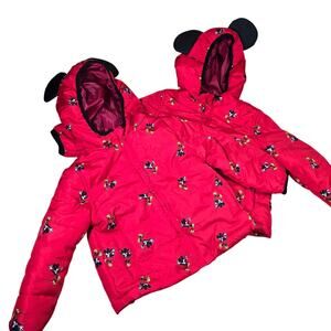 Twin Disney Junior Mickey Mouse Hooded Ear Puffer Jacket 2T Girl's Red New!!!